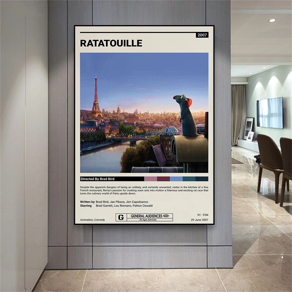 Ratatouille Movie Poster Classico Minimalista Movie Poster Retro Art Introduzione Stampe Canvas Painting Kitchen Decoration