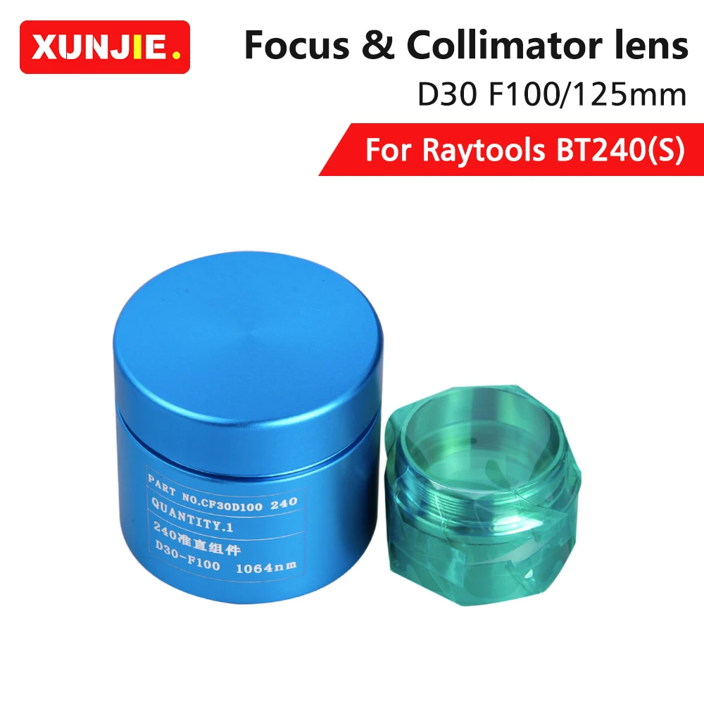 

XUNJIE Raytools BT240S Collimator Lens Focus lens D30 F100/125mm for Raytools fiber Laser Cutting Head BT240 BT240S 0-4KW