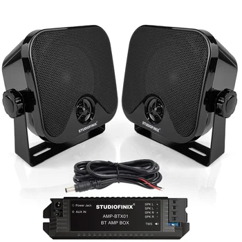 STUDIOFINIX 4'' 2PCS HD Waterproof Marine BT Speakers - Surface-Mount for Camper, ATV, UTV, RZR, Golf Cart, Boat, Skid Steer 1