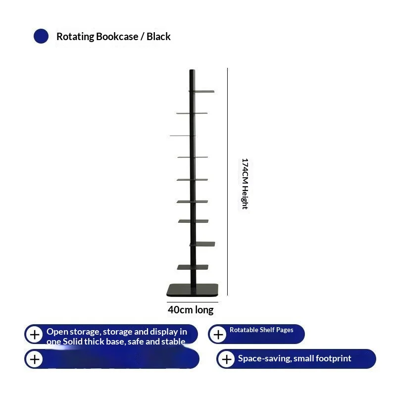 Дизайнерська обертова спіральна полиця Книжкова полиця Кутова залізна вітрина Вузька книжкова шафа Вітальня Органайзер для зберігання, що заощаджує простір