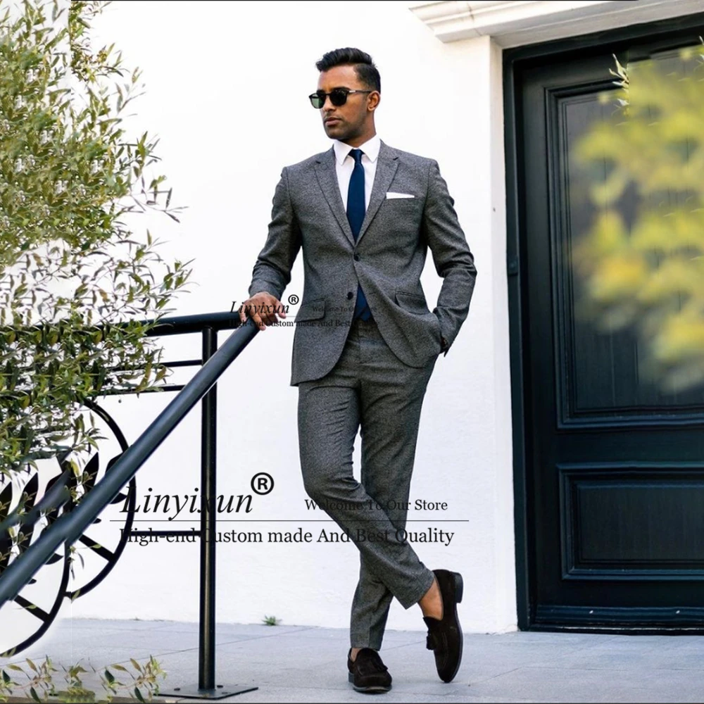 Custom Made 2020 Dark Grey Stripe Tweed Two Piece Suit With Herringbone  Notched Lapel For Groom Grey Tuxedo, Wedding, Prom Dress Jacket And Pants  From Dressvip, $85.43 | DHgate.Com