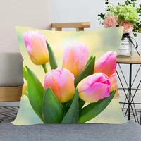 Tulip Flower Pillowcase Bedroom Home Office Decorative  Square 2