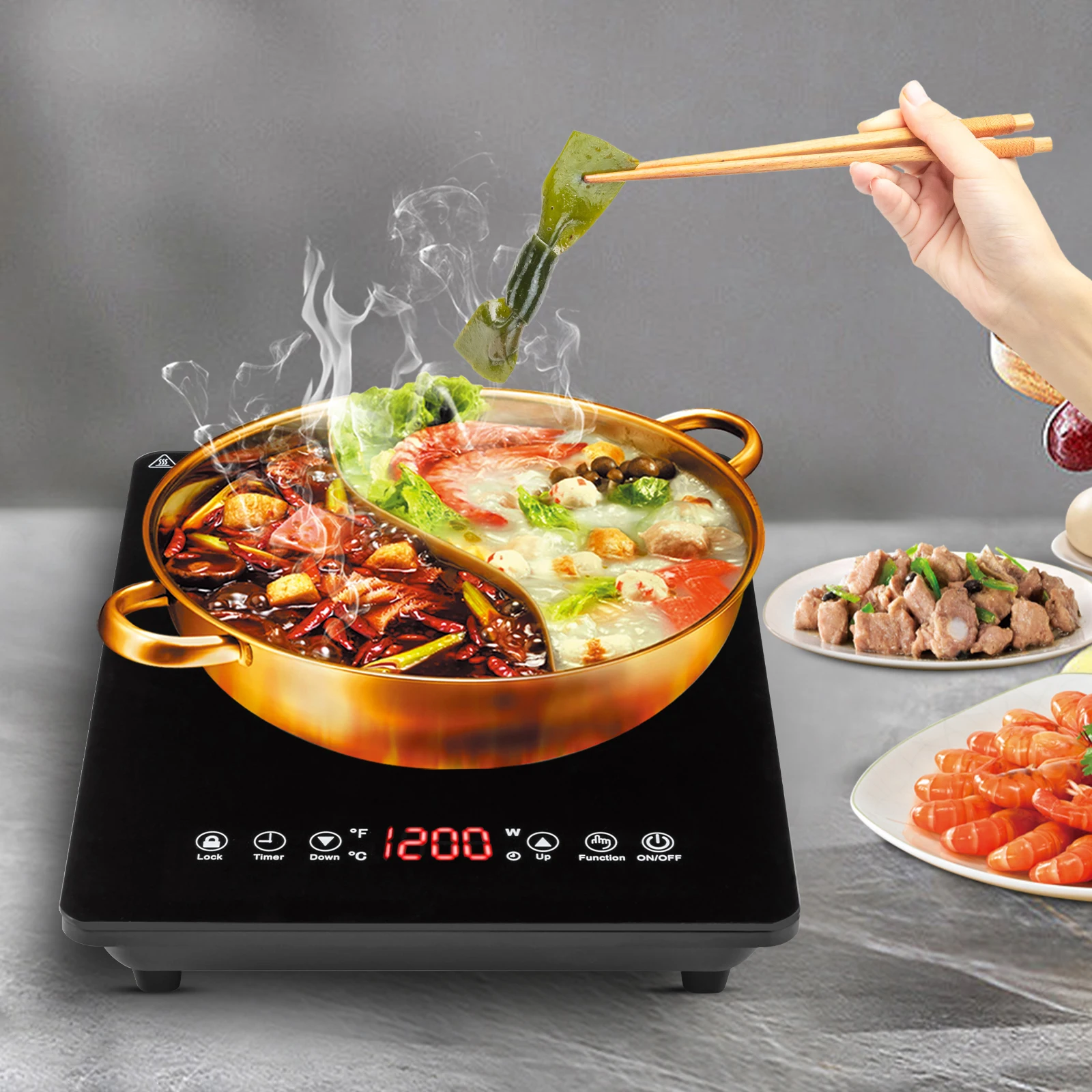 1800W Black Portable Induction Cooktop,Single Electric Cooktops Countertop Stove With 9 Temperature & Power Levels for Kitchens