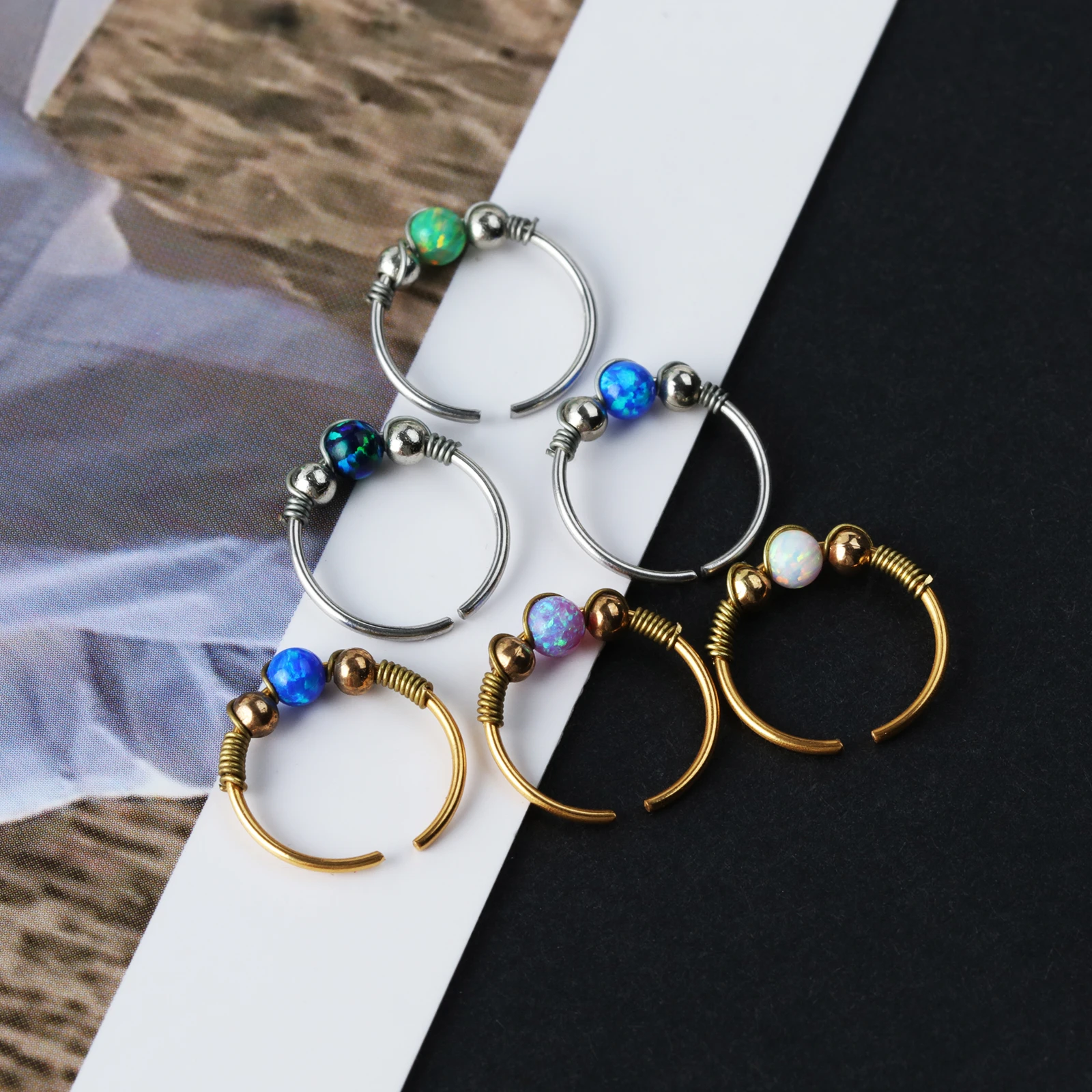 Stainless steel fake nose septum cheater bead nose hoop non earrings 1pc fashion jewelry hoop earrings piercing jewelry nose rings body piercing jewelry body jewelry ear piercing jewelry body piercing earrings metal jewelry ear studs nose studs