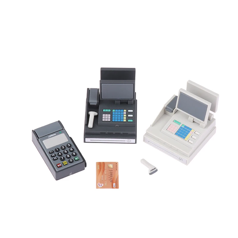 1Set 1:6 1:12 DollHouse Miniature Simulation Scanner POS Machine Card Swipers Model Doll House Supermarket Decoration Props 3