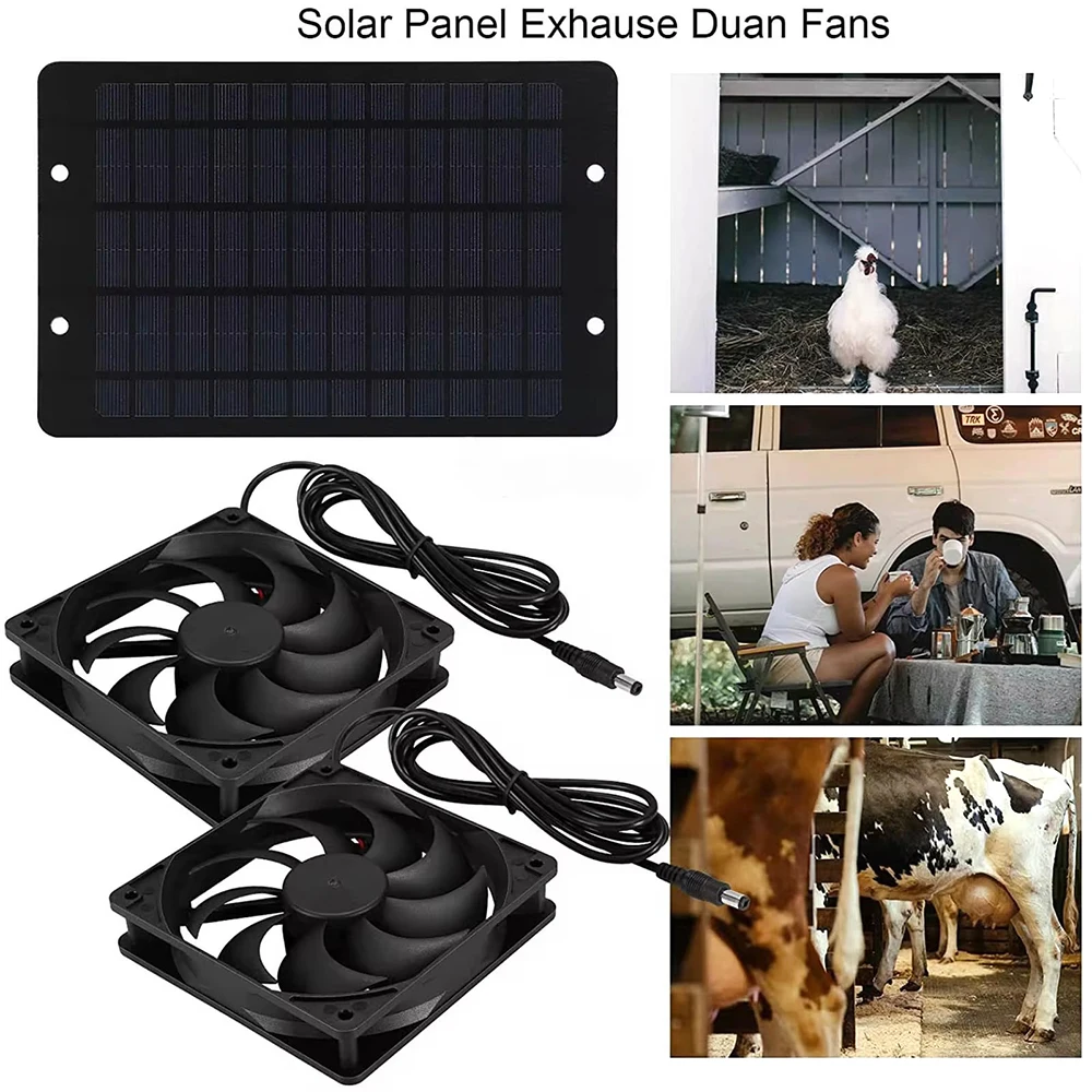 12V 10W Solar Exhaust Fan Mini Ventilator Solar Panel Powered Fan Air Extractor for Dog Chicken House RV Greenhouse