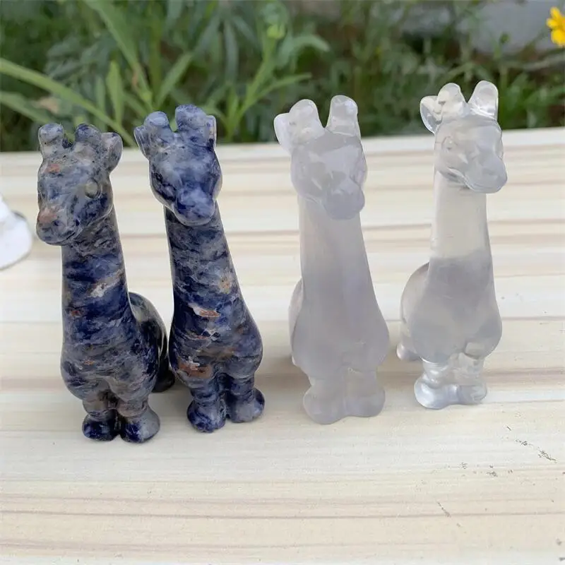 

1PC Natural Gemstone Carving Healing Crystal Animals Giraffe Figurines Reiki Stones Home Decoration