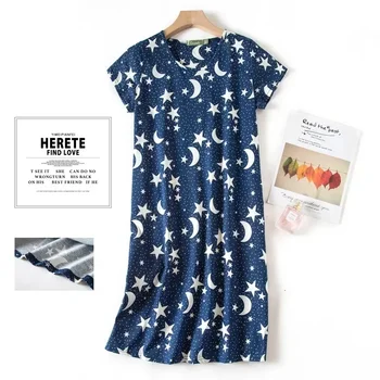 Summer Nightdress Women's Plus Size Cute cartoon Painted Home Clothes 1