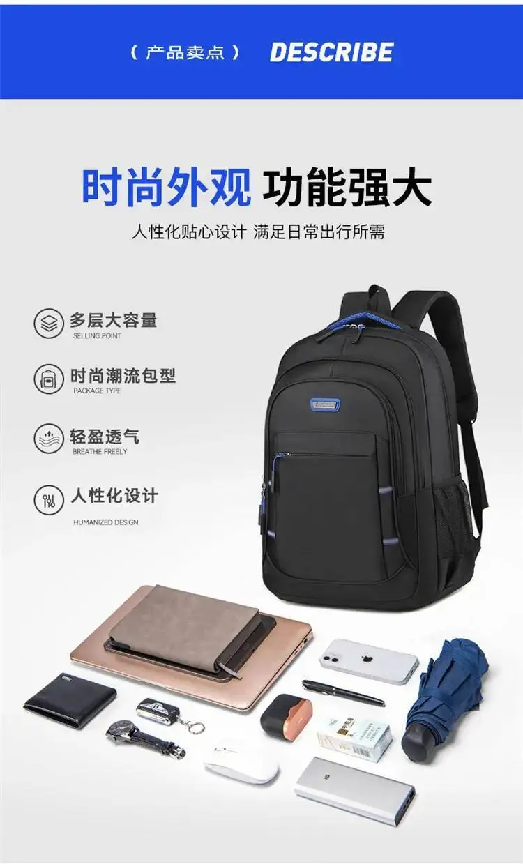 Mittelschule, mehrschichtig, doppelte Umhängetaschen, zum Verkauf, Herrenmode-Rucksack, Herren-Business-Pendler-Rucksack mit großer Kapazität – Detail 10