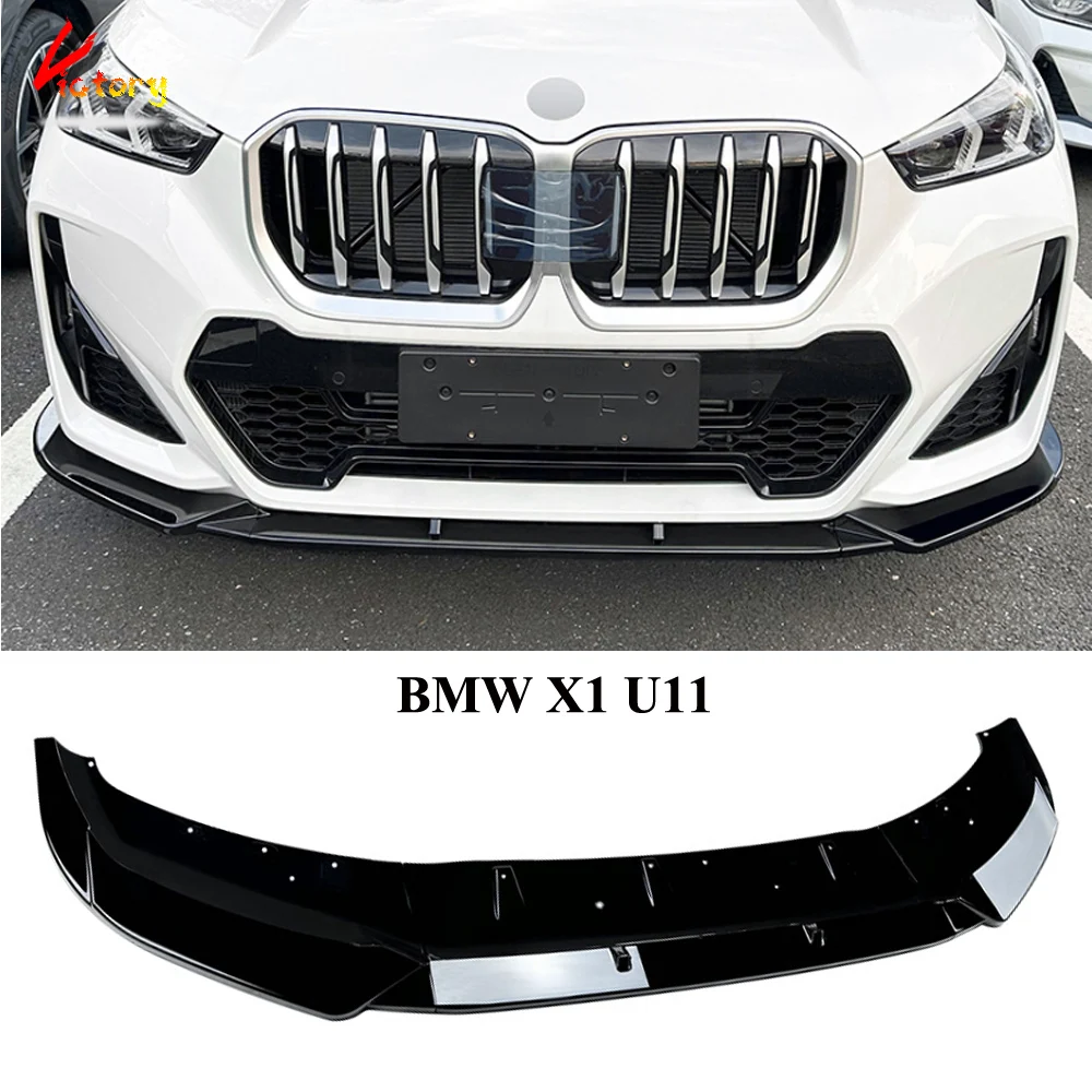 

For BMW X1 U11 2023-UP Front Bumper Lip Spliiter Car Extension Part Glossy Black Carbon Print Set