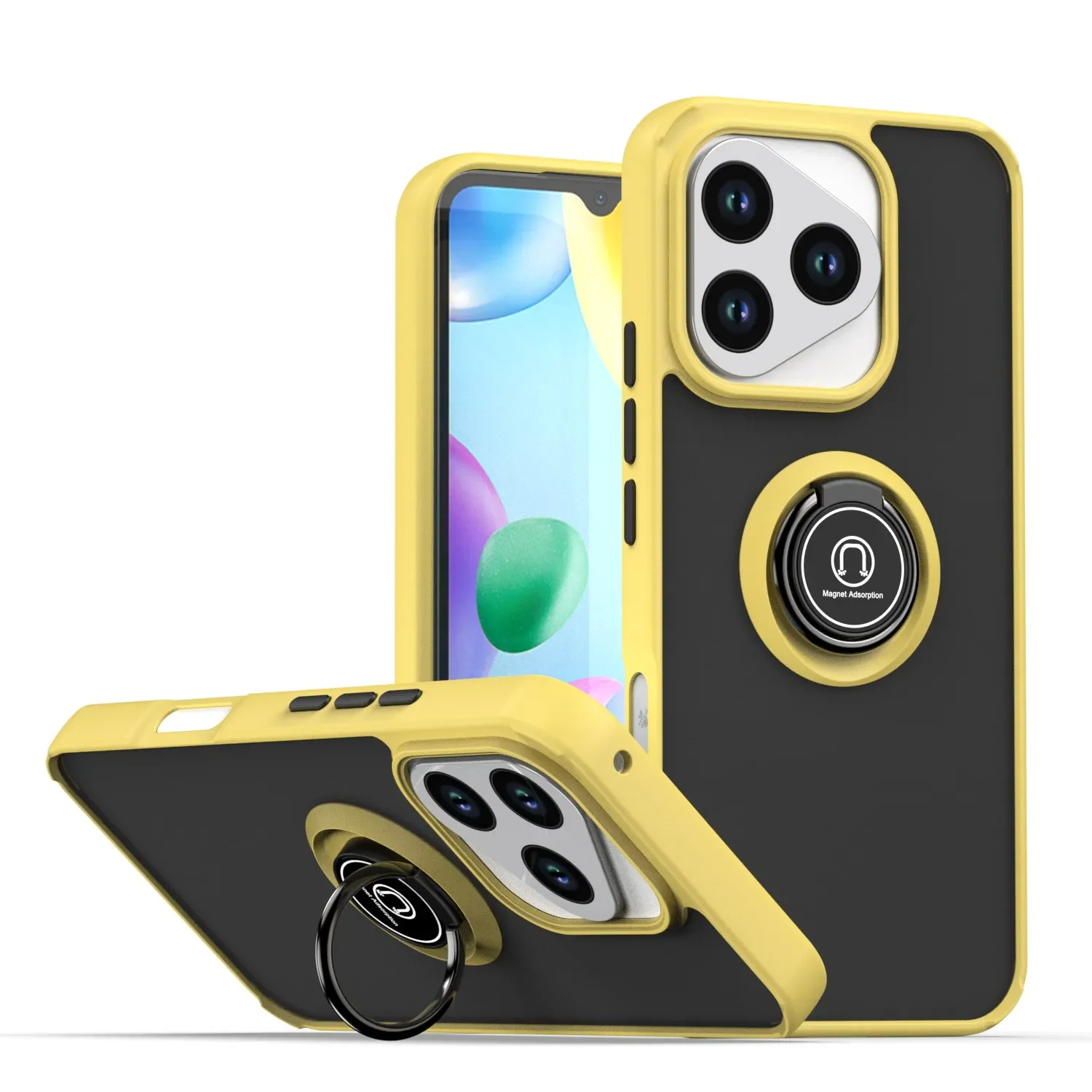 Armor Shockproof Matte Case with Ring Magnetic Stand Holder