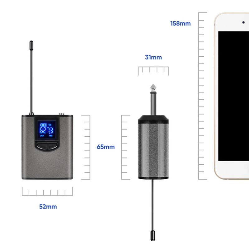 Wireless microphone-UHF Portable Wireless Headset/ Lavalier Lapel Microphone with Bodypack Transmitter and Receiver 1/4 Inch Output, for Live Perfor