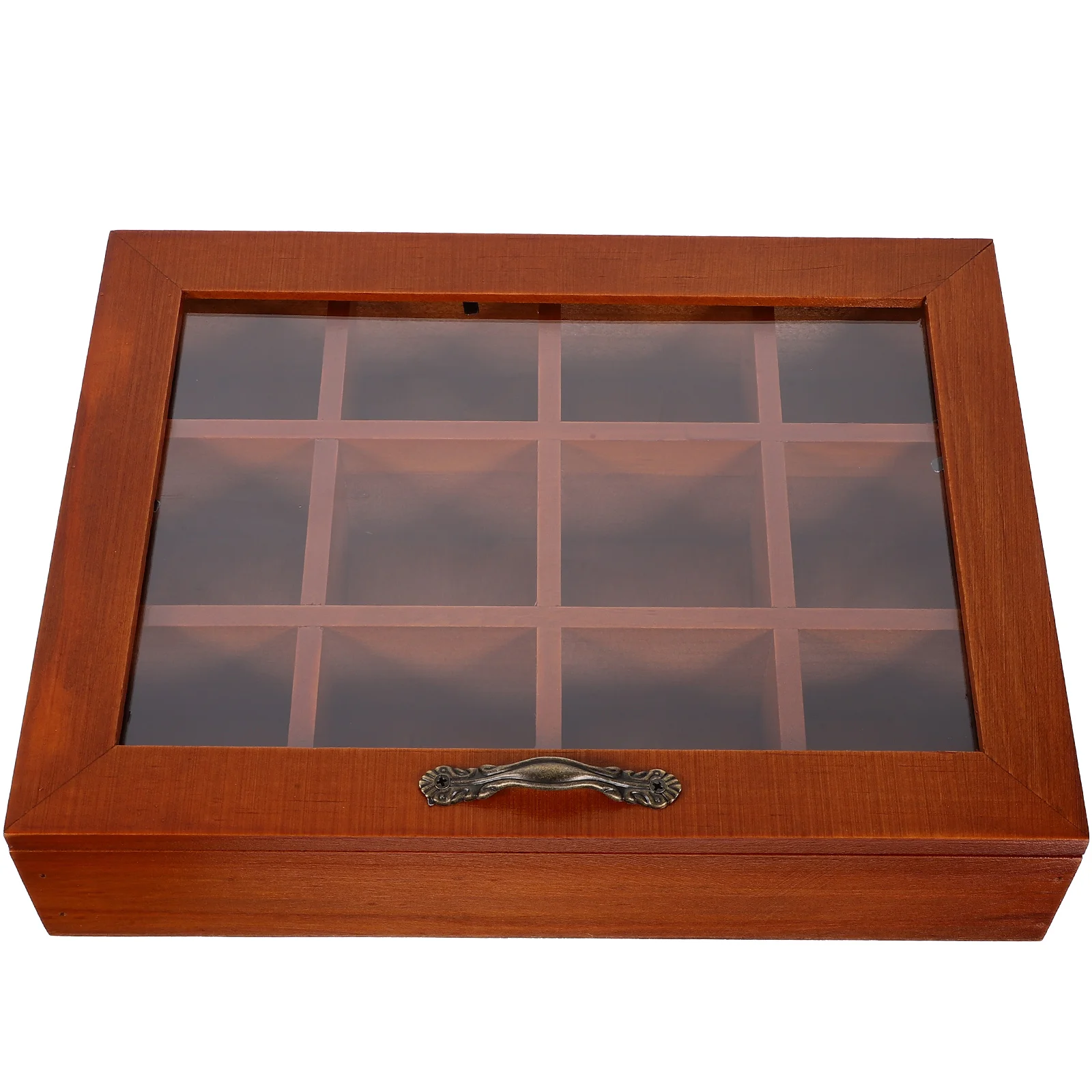 

Grids Wooden Tea Bag Holder Sugar Packets Spice Pouches Storage Case Instant Coffee Bag Boxes With Clear Lid
