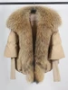 Loose Natural Real Fox Fur Collar Coat Thick New European Fashion White Duck Down Jacket Winter Women Warm Luxury Outerwear 1