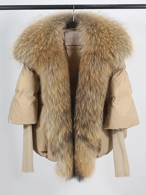 Loose Natural Real Fox Fur Collar Coat Thick New European Fashion White Duck Down Jacket Winter Women Warm Luxury Outerwear 1