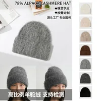 High End Top Quality Women Beanie Cap Knitted Hat for Winter Warm Caps 70% Alpaca Wool 20% Wool 10% Nylon 1