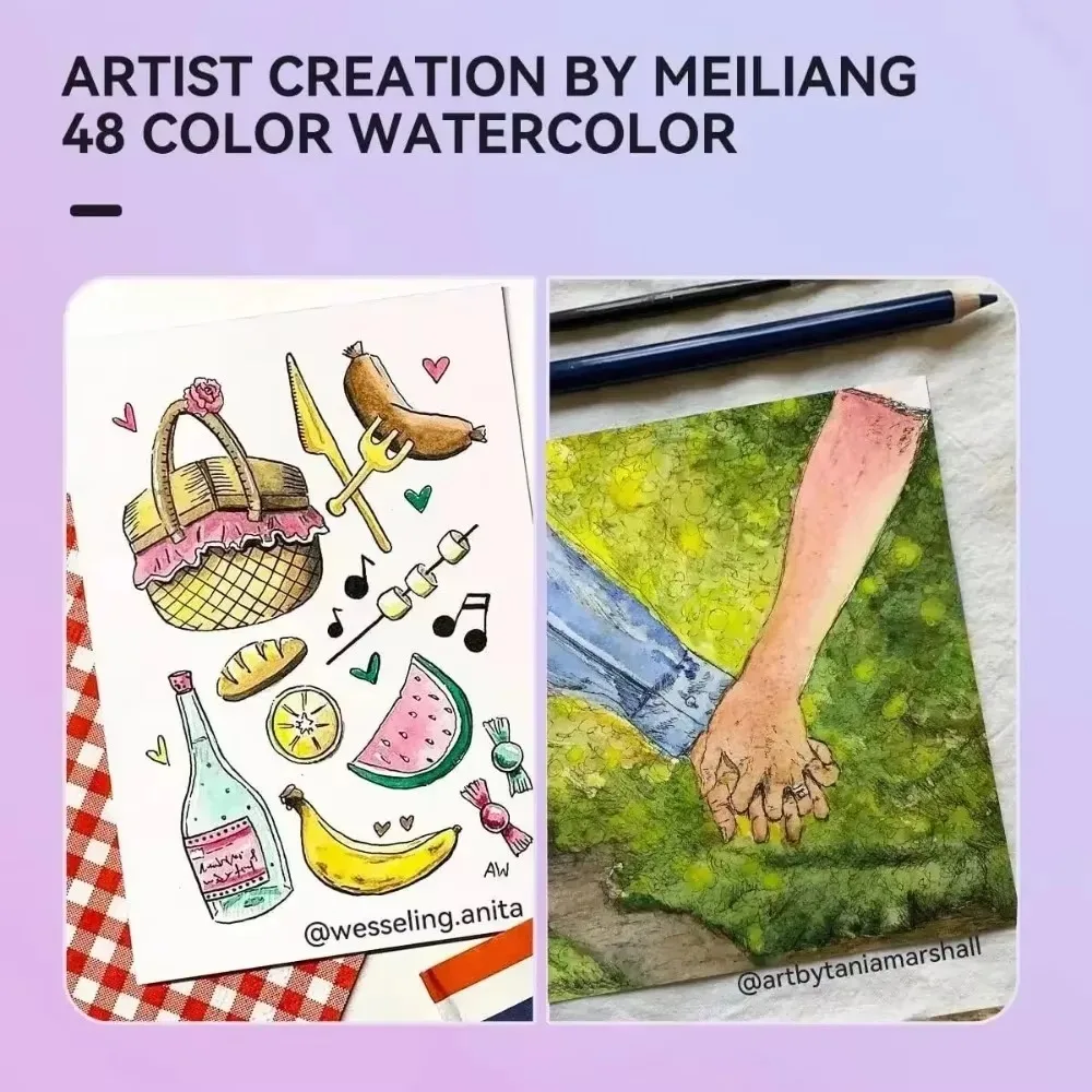 MeiLiang Watercolor Paint Set 36 Standard Colors 12 Glittery Colors Exquisite Carrying Box with Metal Ring and Watercolo