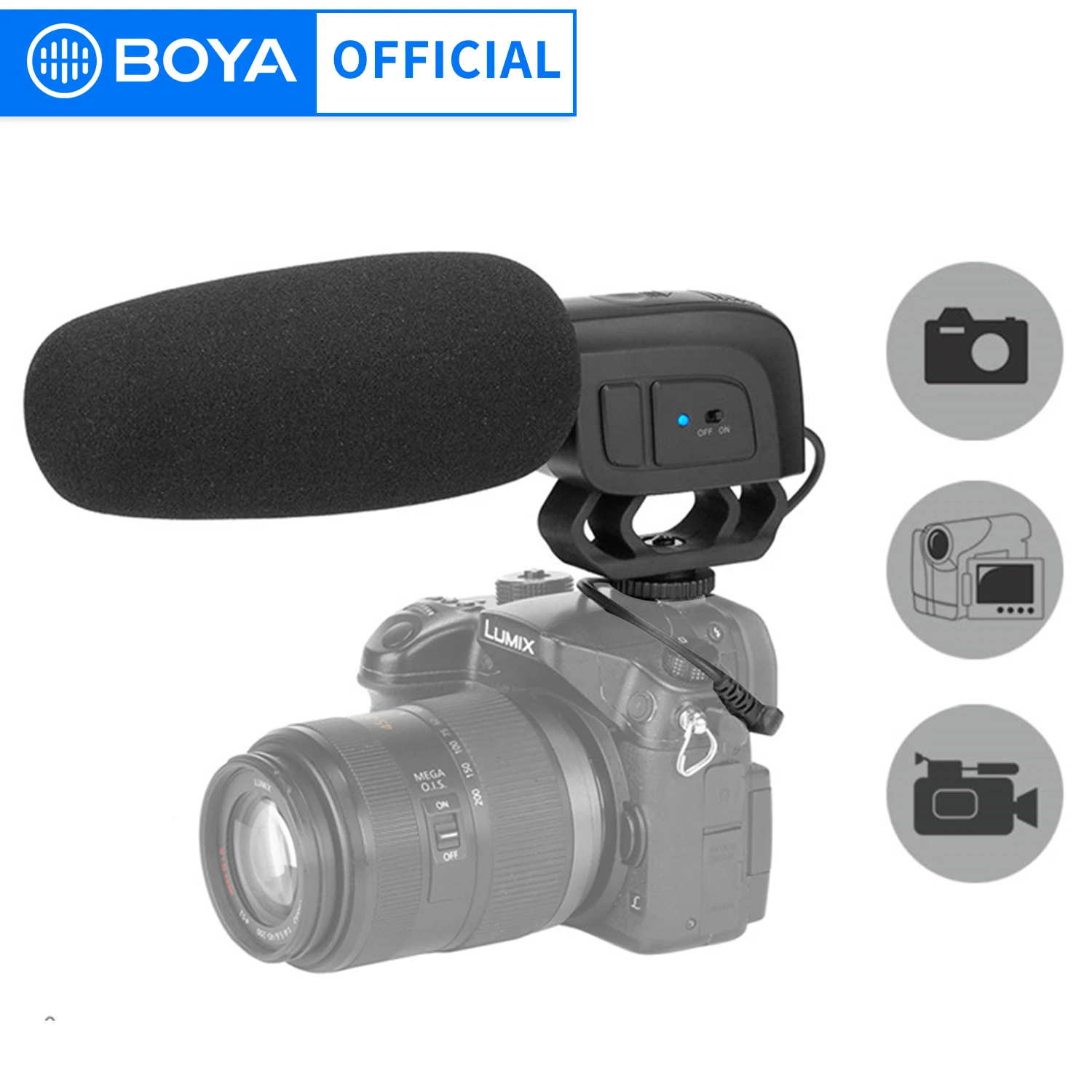 

BOYA BY-M17R On-camera Condenser Cardioid Shotgun Microphone for DSLR Camcorder Audio Recorders Video Shooting Vlogging Podcast