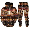 New Vintage Abstract Pattern 3D Print Men Clothing Suit Ethnic Style Hoodie Pants 2 Piece Set Men's Sportswear Tracksuit Autumn 2