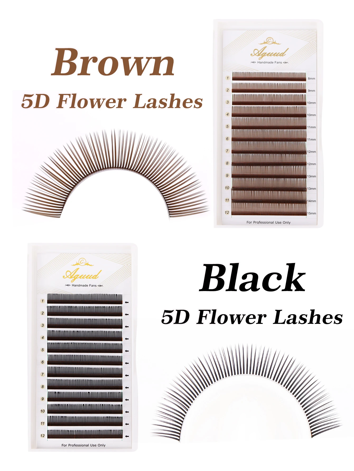 AGUUD 5D Flora Lashes Wimpernverlängerung 0,07 mm Braun & Schwarz Vorgefertigte Spike Volume Fans Anime Natürliche weiche Wimpern Make-up Cilios – Detail 7