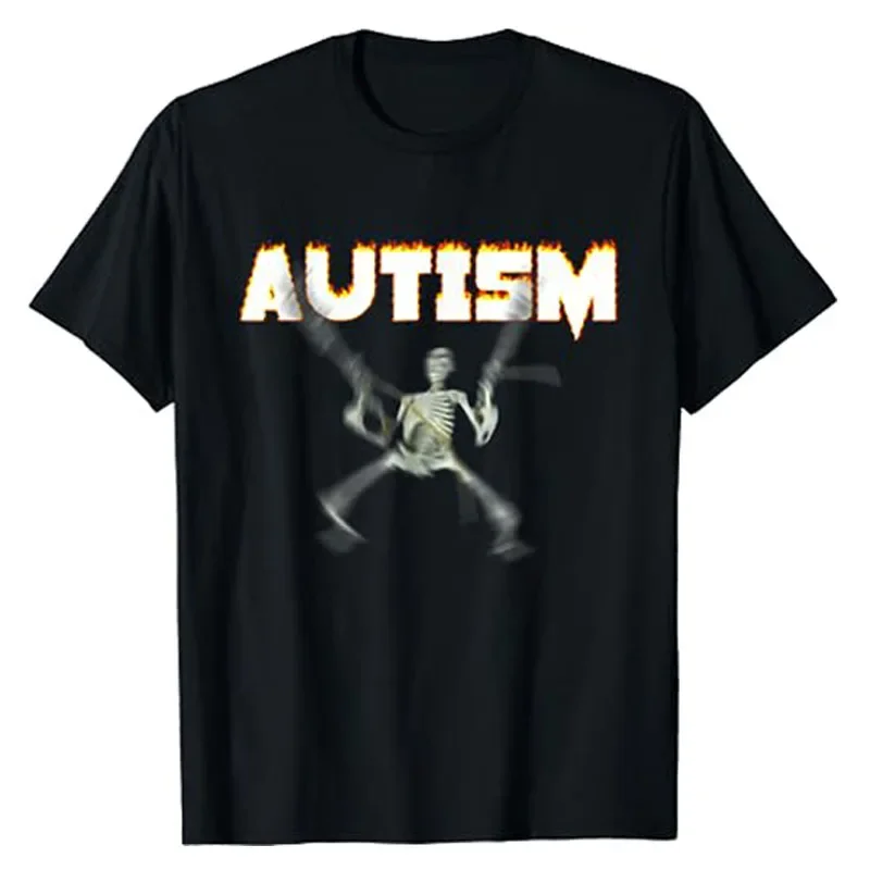 

Autism Skeleton Meme T-Shirt Humor Funny Skull Print Halloween Costume Gifts Autism Awareness Neurodivergent Graphic Tee Y2k Top