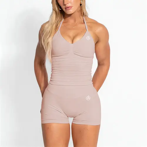 Bum PB Women Sports Yoga Suit Balance Scrunch Shorts Sets Gym Fitted Halter Built-in Bra With Cups Leggings Sets - Image 21