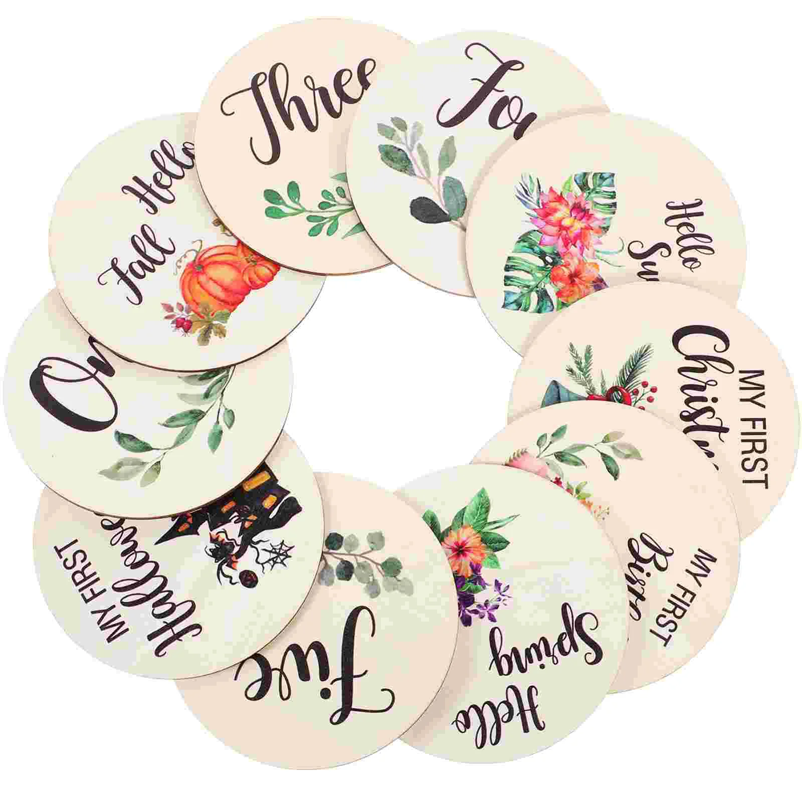 

1 Set Baby First Holidays Milestone Signs Wooden Monthly Milestone Markers Decorative Monthly Milestone Discs