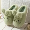 Winter Funny Cartoon Slippers Women Indoor Cute Rabbit Ear Sandals Men Indoor Plush Non-slip Warm Sandal Adult Solid Color Shoes 5