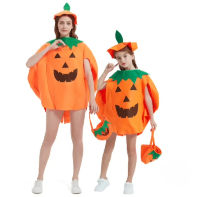 Halloween Pumpkin Family Costume Adult Children Unisex Pumpkin Grament Cute Hat Bag Set Masquerade Party Holiday Cosplay Props halloween costume men cosplay costume masquerade costume