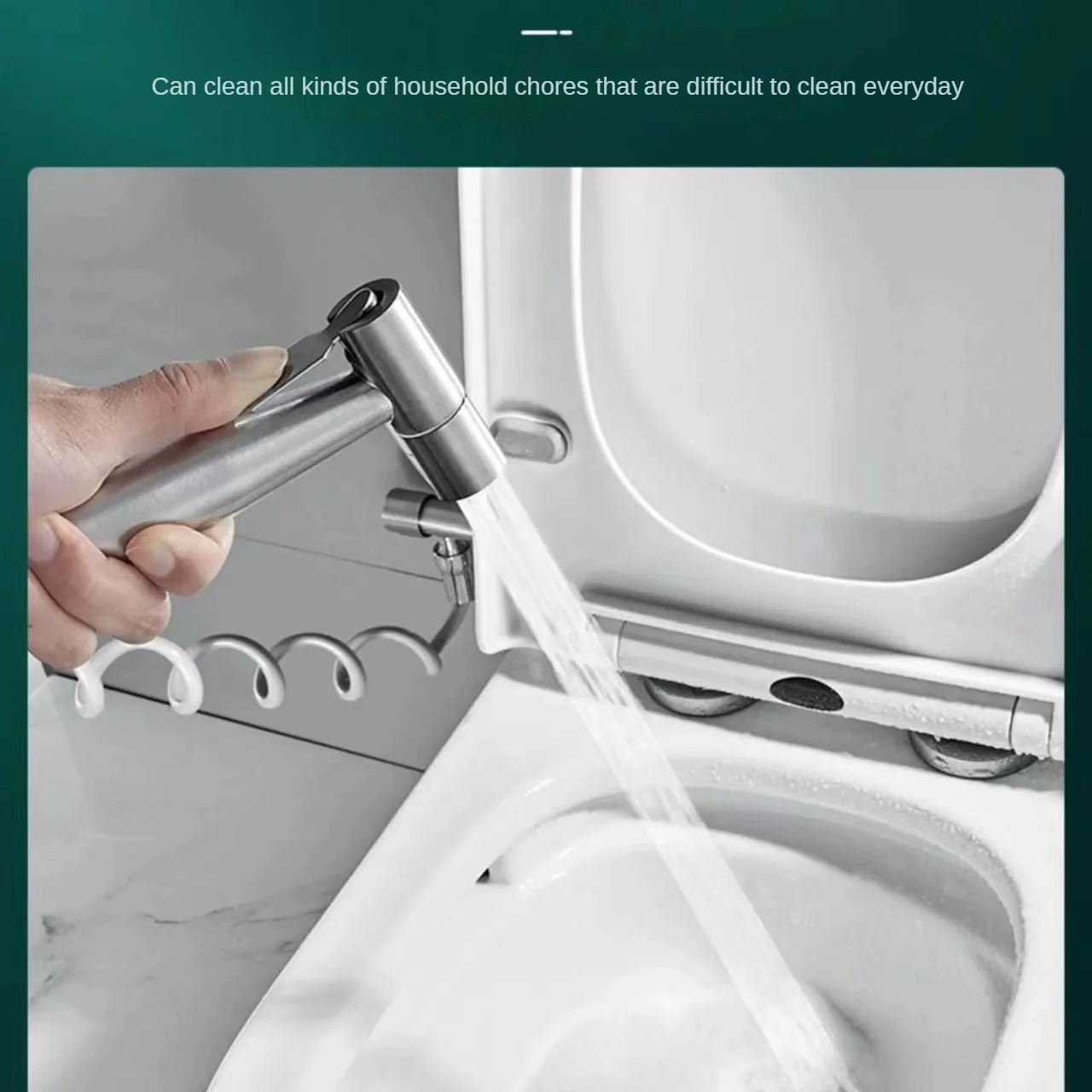 Description Picture 5 of item304 Stainless Steel Toilet Companion Spray Gun Set Bathroom Household Douche High Pressure Nozzle Woman Washer Water Gun