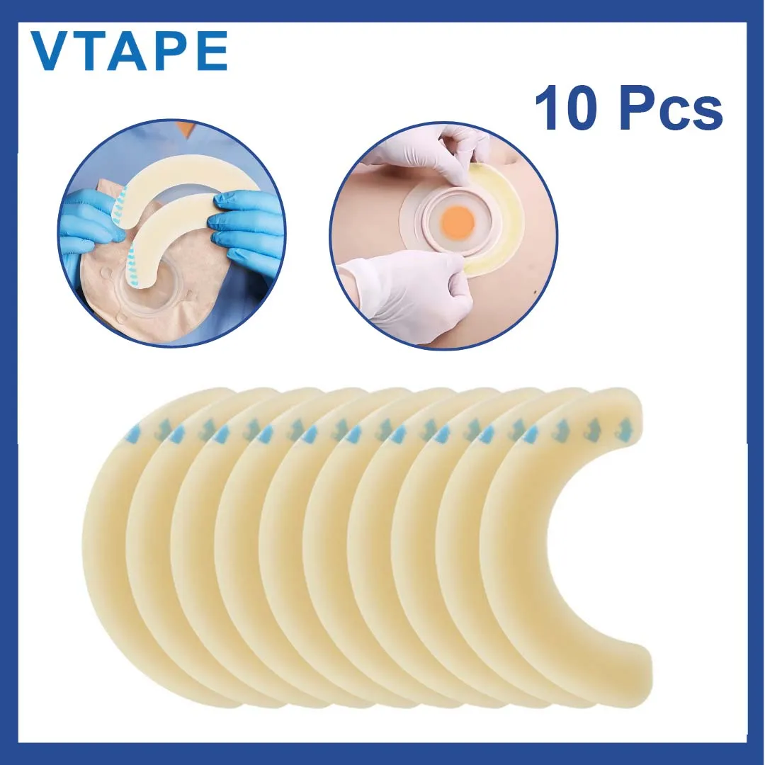10 Pcs Ostomy Barrier Strips Hydrocolloid Waterproof Leak SkinAdhesive Elastic Barrier Strips Colostomy Bags