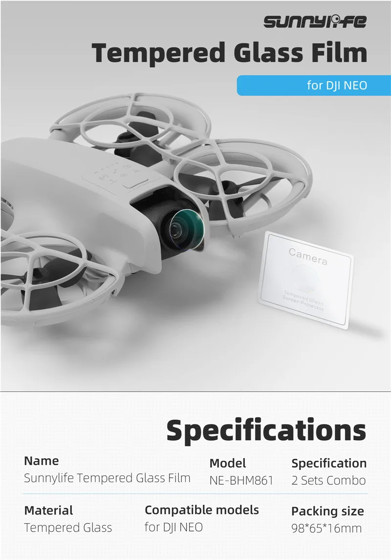 Description Picture 2 of itemDrone Camera Lens Tempered Film for DJI Neo Tempered Glass Anti-Scratch Film Protector Film for DJI NEO Drone Accessories