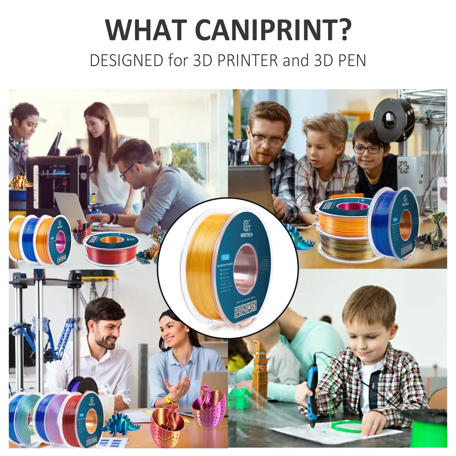 3D Printing Filament Geeetech Three Tri Color Silk PLA Filament 1.75 mm 1KG Spool Wire Vacuum packaging special color