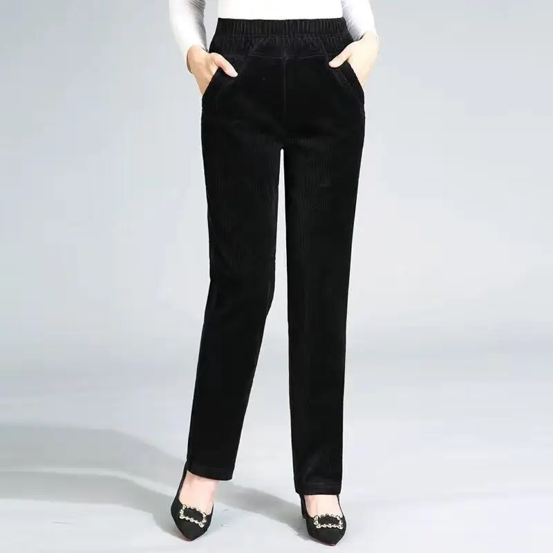 Women's Autumn Winter Fashion Elegant Solid Color Casual Versatile Western Style Small Feet Comfortable Commuting Youth Pants
