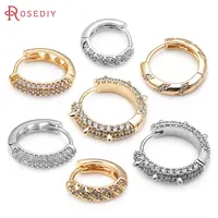 18K Gold Color Brass and Zircon Round Loop Earrings Hoops Women's Earrings High Quality Diy Accessories Rosediy official-website