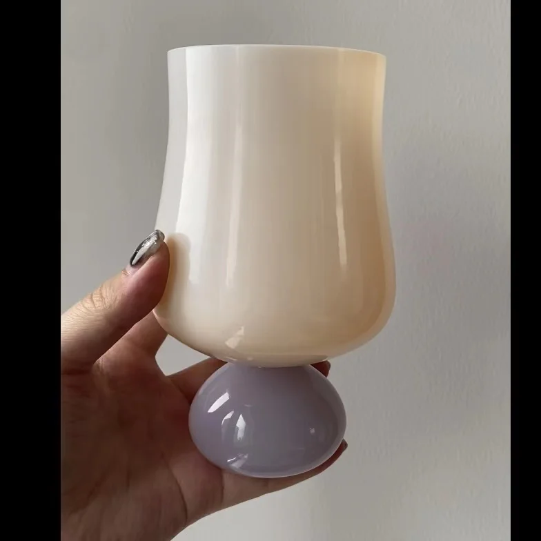 Human Blossom Milk Color Glass Water Cup Valentine's Day Gift Original Color Cup