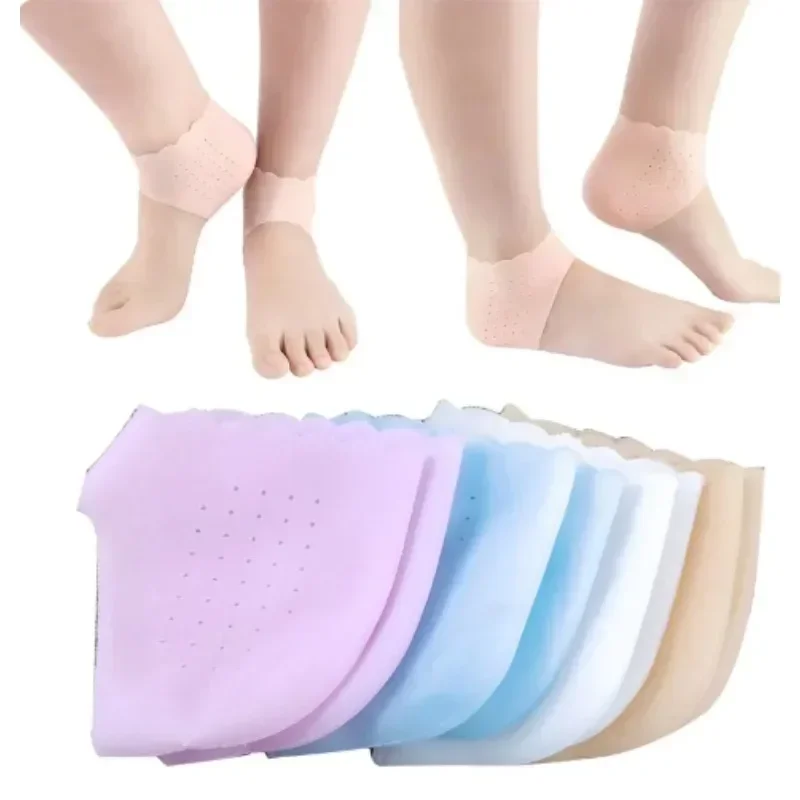 

2pcs Silicone Anti-Cracking Gel Heel Thin Socks SPA Moisturizing Socks Heel Cover with Hole Foot Skin Care Protector Foot Tool