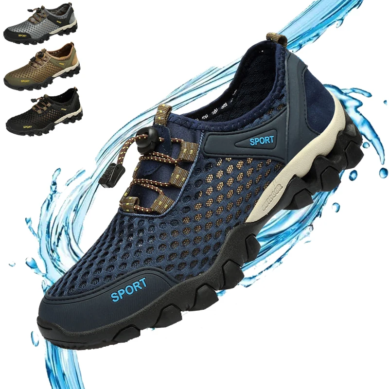 2022 Aqua Shoes Men Non-slip Fishing Quick-drying Breathable Water Shoes Diving Walking Mesh Sport Rubber Sneakers Free Shipping