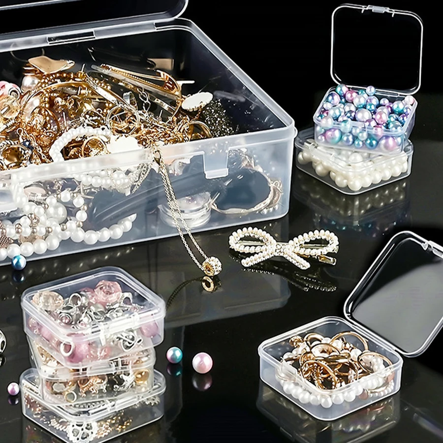 Transparent Plastic Jewelry Box with Buckle Closure Large Capacity 30 Compartments Storage Container for Small Accessories