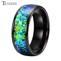 Very Beautiful Bright Opal Ring 8mm Men Women Tungsten Engagement Wedding Band Domed Polished Comfort Fit 1