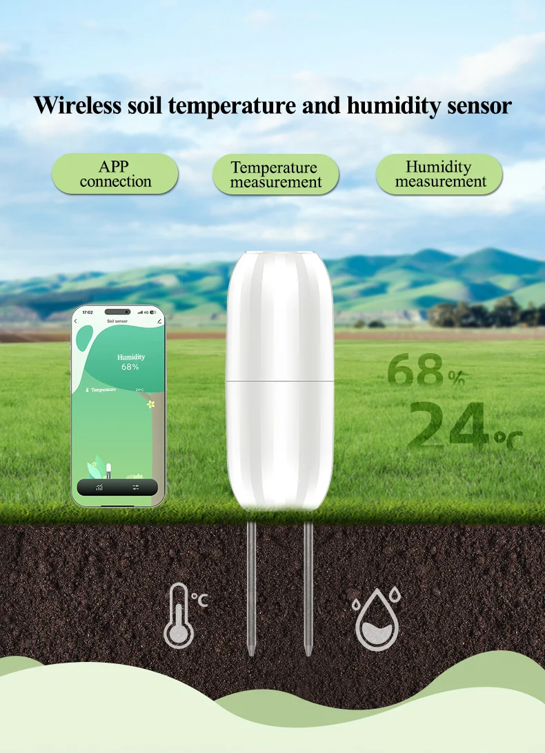 Tuya Zigbee Wireless Soil Intelligent Temperature Humidity Tester Mobilephone AP