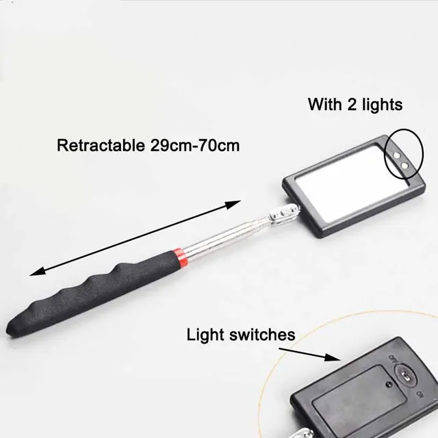 Espejo de inspección de 360 °, luz LED, espejos telescópicos, herramientas mecánicas extendidas, mango telescópico, herramientas de reparación - Image 3