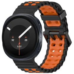 Breathable Ocean Silicone Sport Watchband in Matte Black - Watch 8 Classic 46mm (Black - Orange)