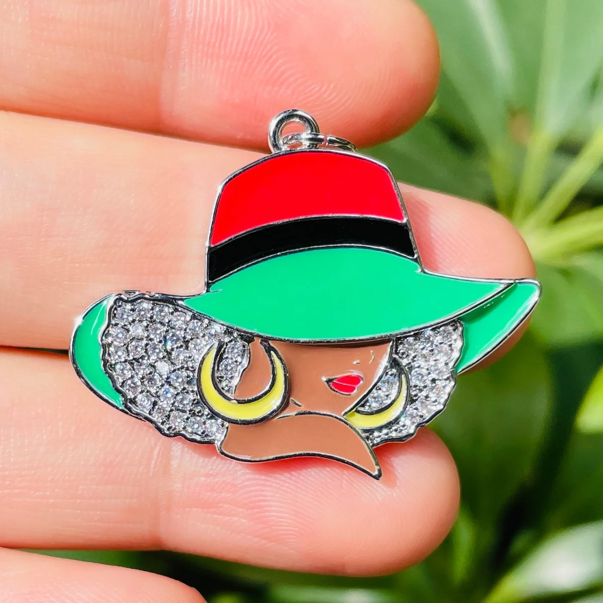 5pcs Enamel Afro Black Girl Charm Micro Pave Pendant for Women Bracelet Necklace Making Juneteenth Awareness Jewelry Accessories