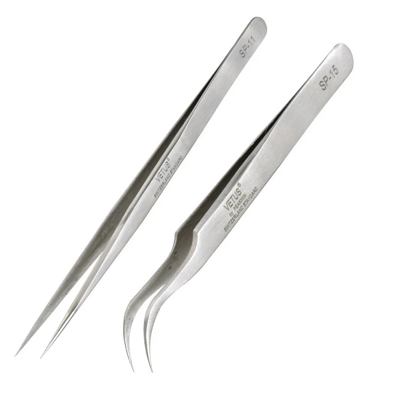 

Anti-Static Antimagnetic Stainless Steel Tweezers Set For Electronic Mobile Phone Repair Tools Kit VETUS SP-11 SP-15