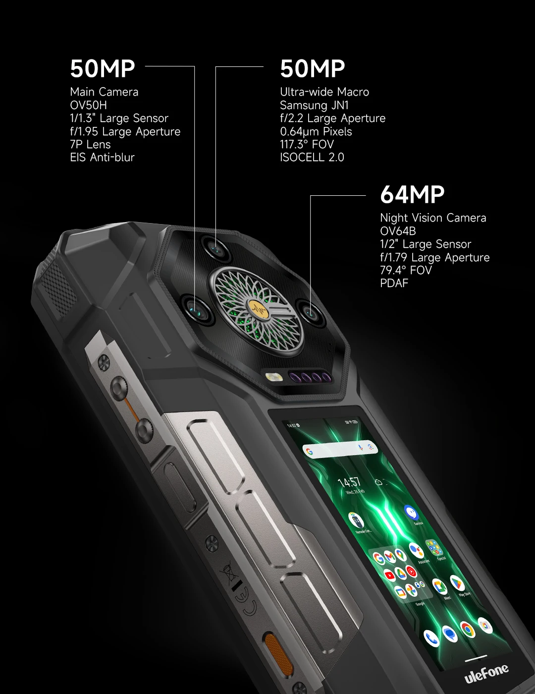 【2025 New】Ulefone Armor 33 Pro 5G Rugged Phone 25500 mAh 512GB ROM 120Hz Dual Screen NFC Android Smartphone MTK Dimensity 7300