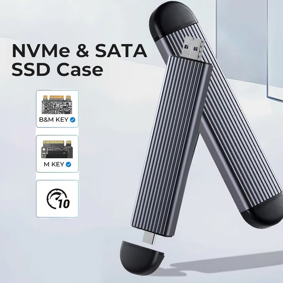 M. 2 Enclosure Mobile Solid State Drive Boxes Supports NVMe SATA Protocol Type-C USB3.2 Gen2 10Gb SSD Case for Mac Windows  OS