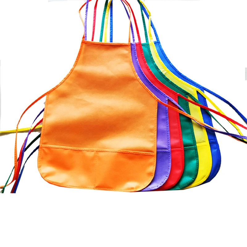 

Kids Adults Non-woven Fabric Apron Solid Color Chef Apron Suitable for Cooking Baking Painting