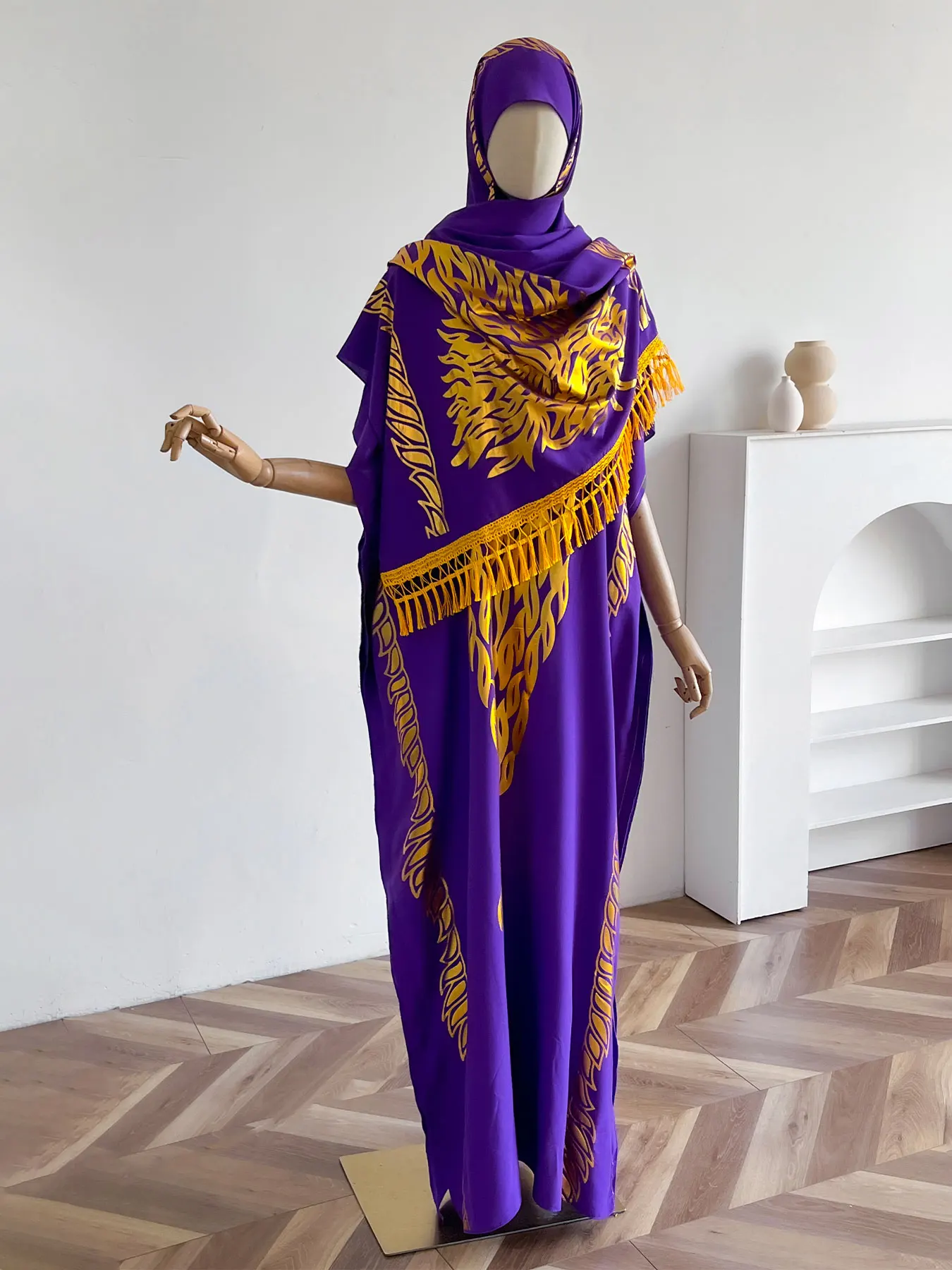 Summer New Short Sleeve Robe Cotton Loose Lady Dress With Big Scarf Gold Stamping Boubou Maxi Islam Women African Abaya Clothing