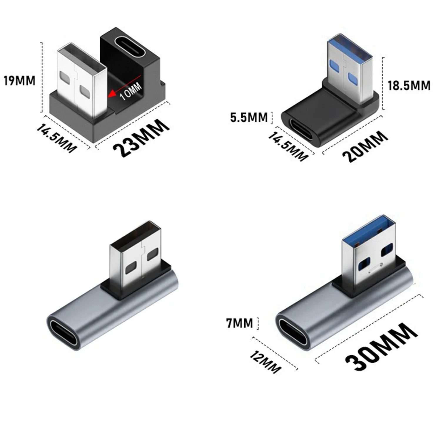 

Переходник с USB 3,0 «папа» на «мама» Type-C, под прямым углом 90 градусов
